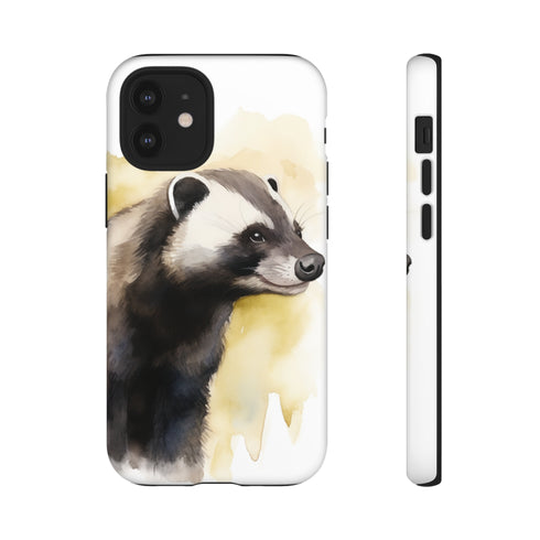 Badger on a Yellow Background - Impact Resistant Phone Case iPhone 12 Mini Matte